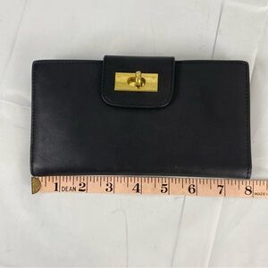 J.CREW Wallet/Clutch LEATHER EUC brass turn closure change, card, money holder